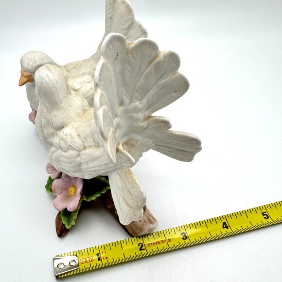 Homco Ceramic Courtship Love White Dove Birds Sitting on a Branch Figurine Vtg - Picture 2 of 13